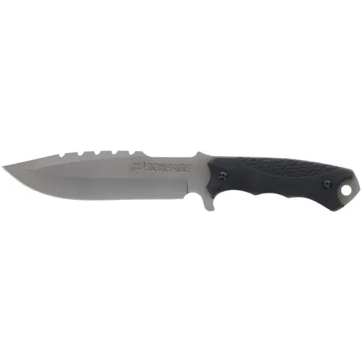 Nůž Schrade Extreme Survival Fixed Blade Robustní nůž Schrade s pevnou čepelí Drop Point z kvalitní nerezové oceli AUS-10. Odolná, protiskluzová rukojeť z G10 s otvorem pro zavěšení. Včetně pouzdra s klipem na opasek.